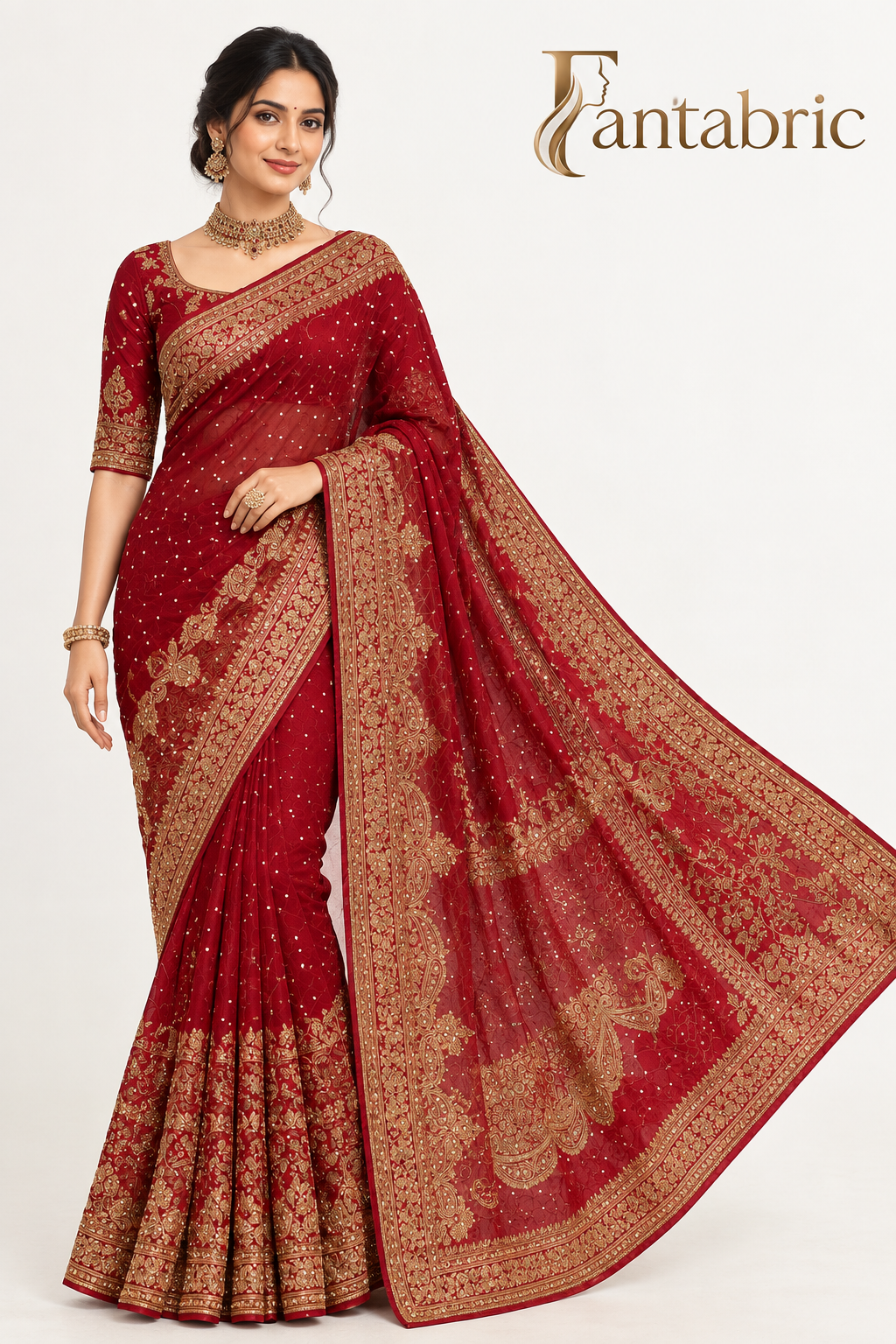 Red Designer Saree