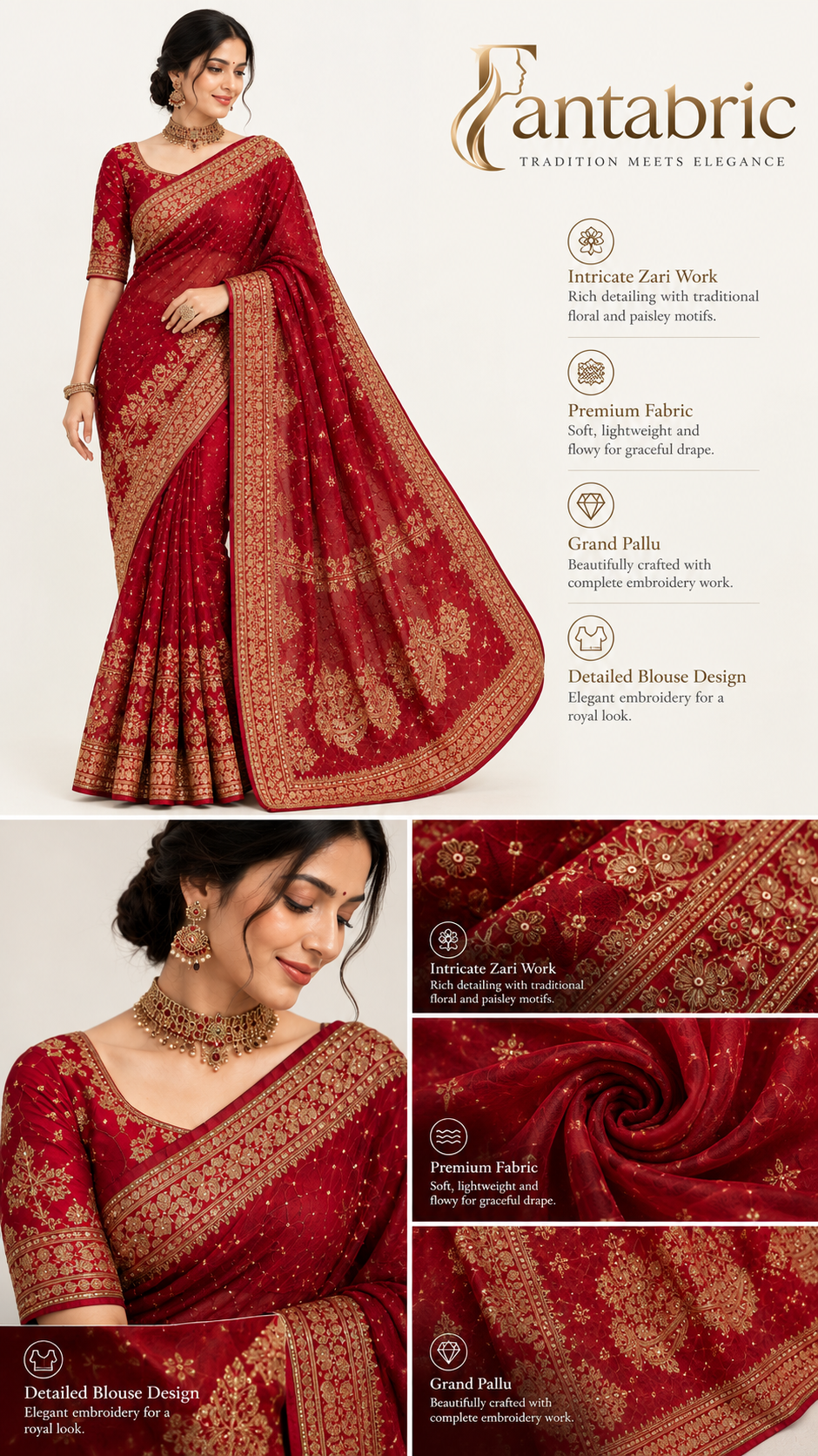 Red Designer Saree