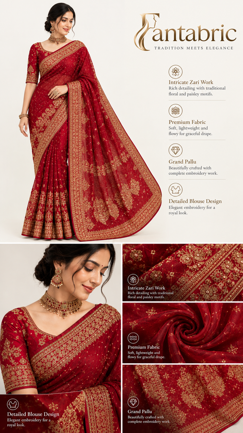 Red Designer Saree