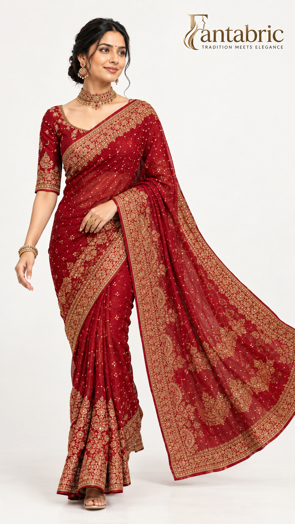 Red Designer Saree