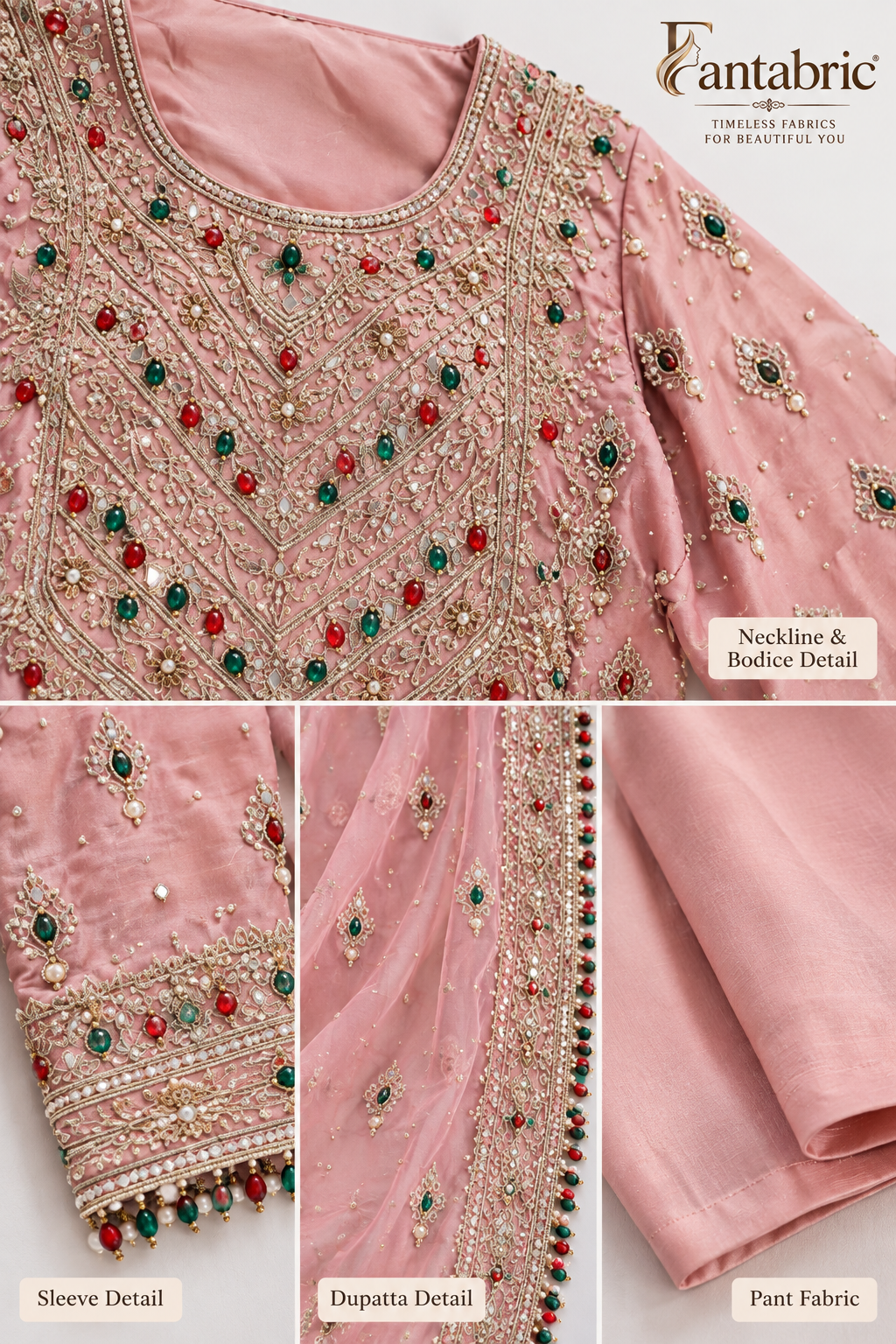 Elegant Pastel Pink Embroidered Salwar Suit Set
