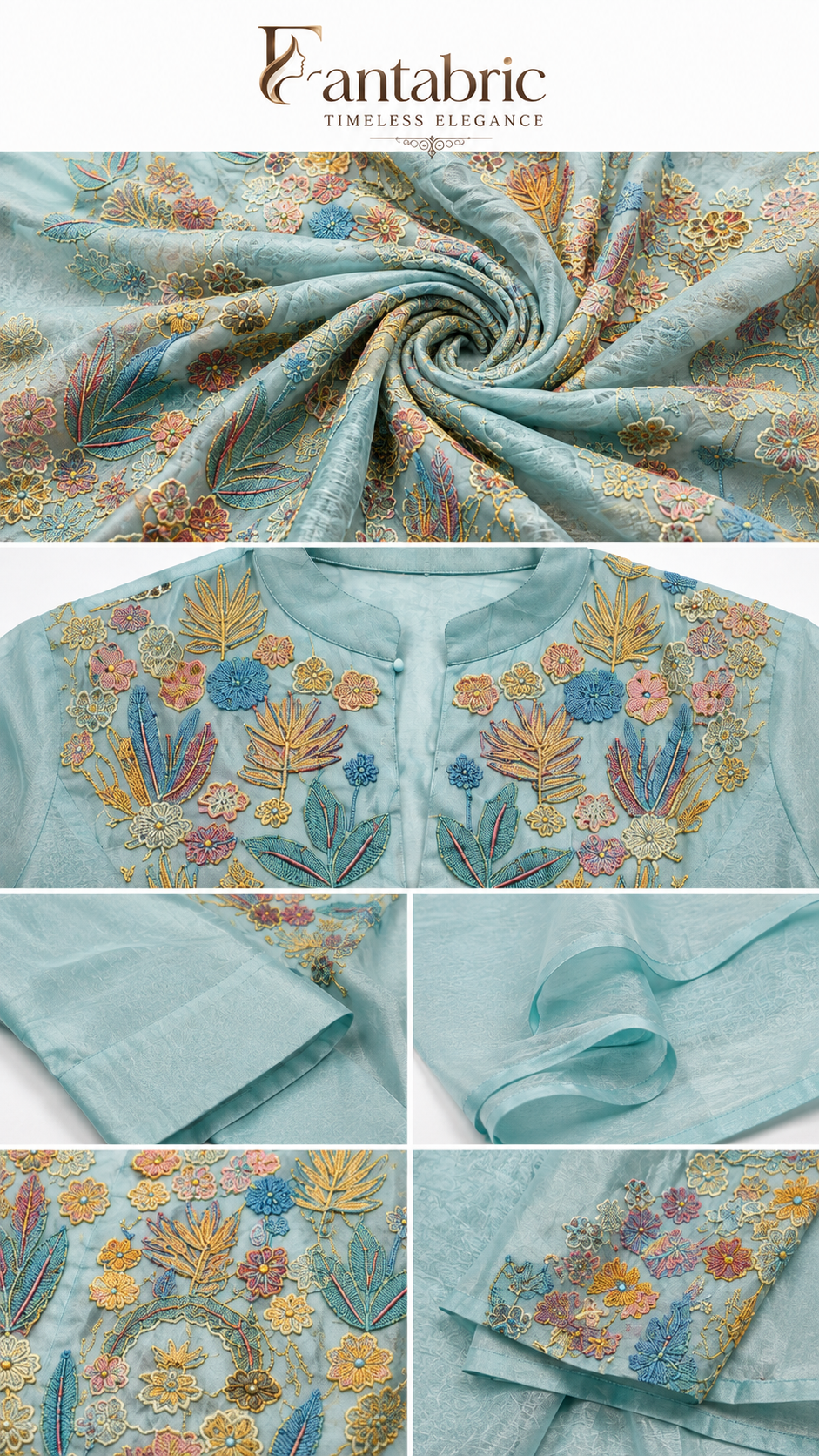 Azure Bloom Embroidered Suit