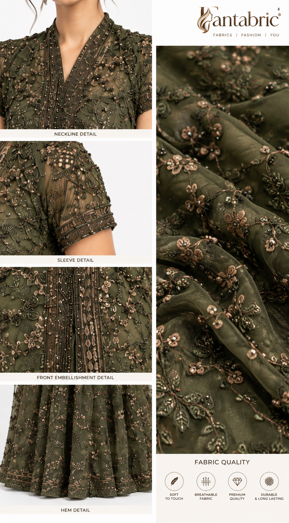 Olive Luxe Embroidered Ethnic Gown